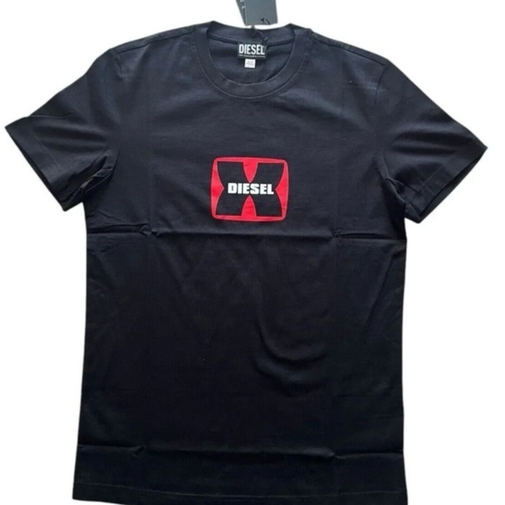 Diesel T-Diegor K47 Caviar (Black) T-Shirt with Red Logo Size L